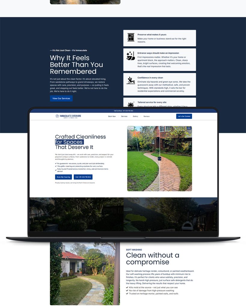 Immaculate Exteriors website by Bold Label